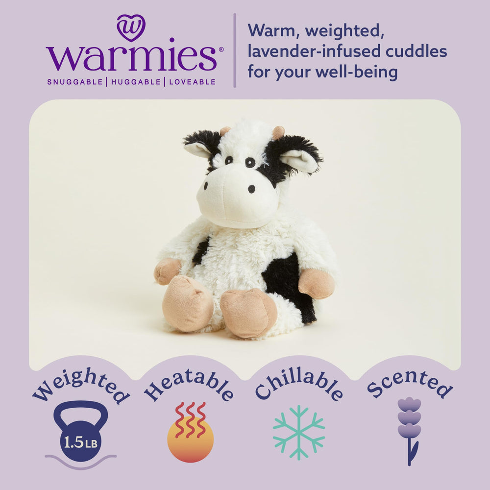 Warmies cow plush offers a cooling touch for refreshment on warm days.
