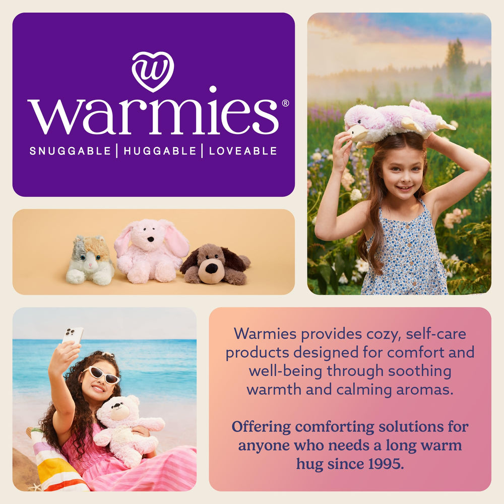 Warmies cow plush design is safe for babies and toddlers.