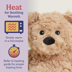 Warmies Junior Brown Curly Bear cooling in freezer offers a refreshing touch on warm days.