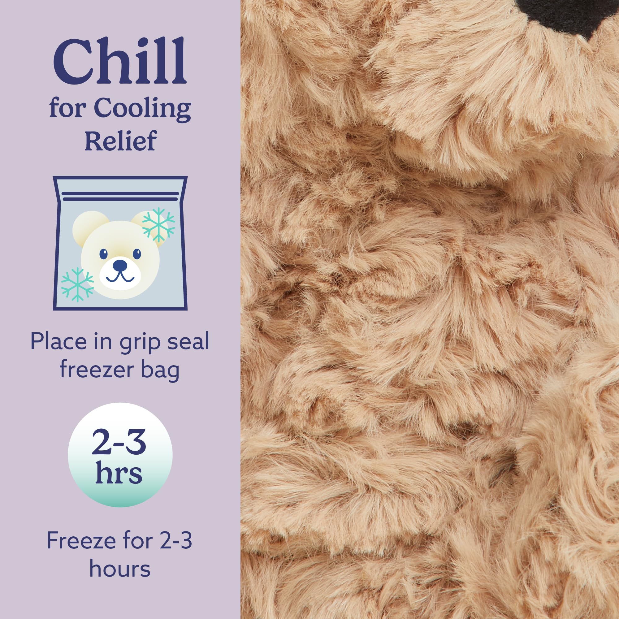 Warmies Junior Brown Curly Bear lavender-scented plush for a gentle aroma during quiet moments.