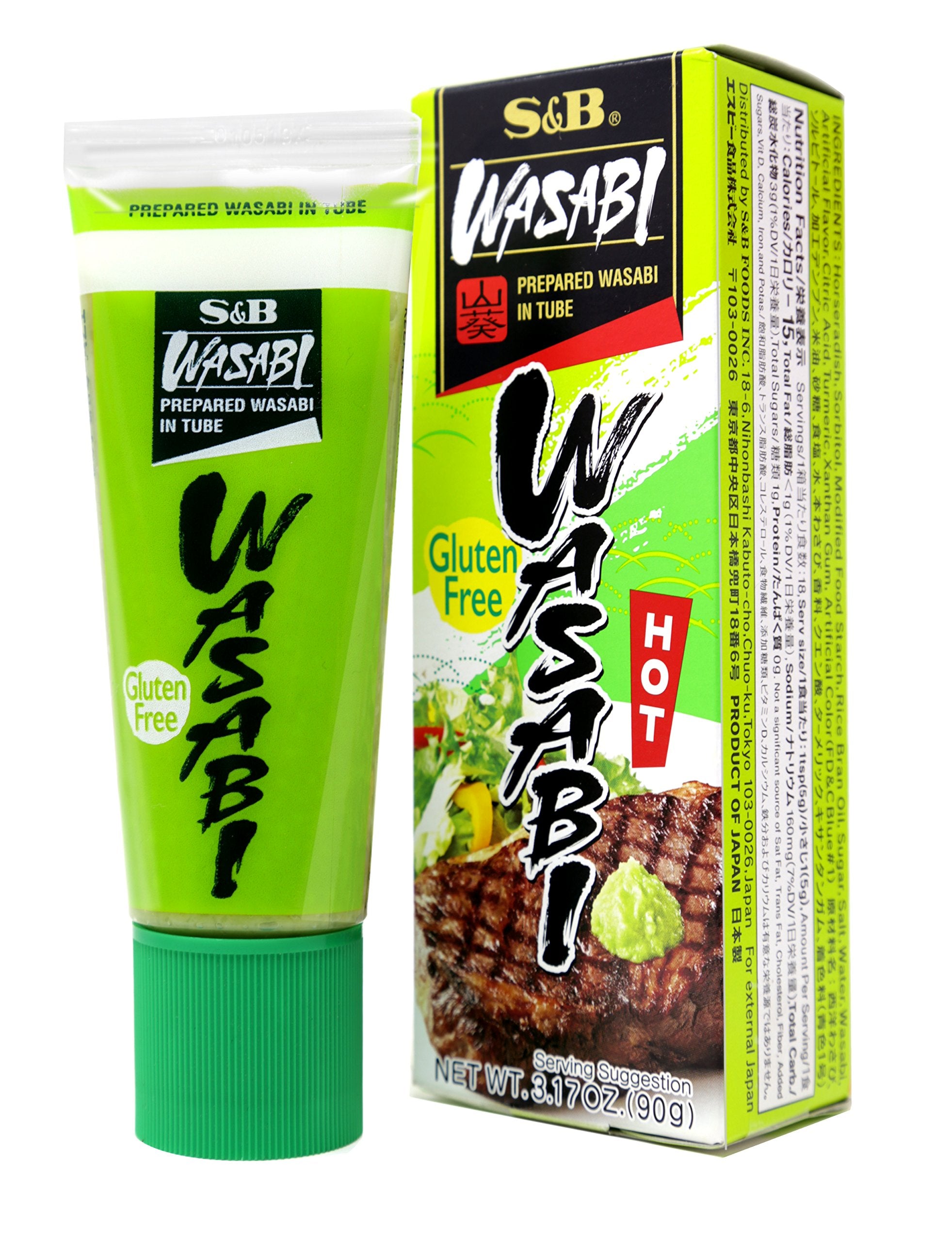 Wasabi Prepared in Tube family-size 90g, top view, ideal for quick sushi nights.
