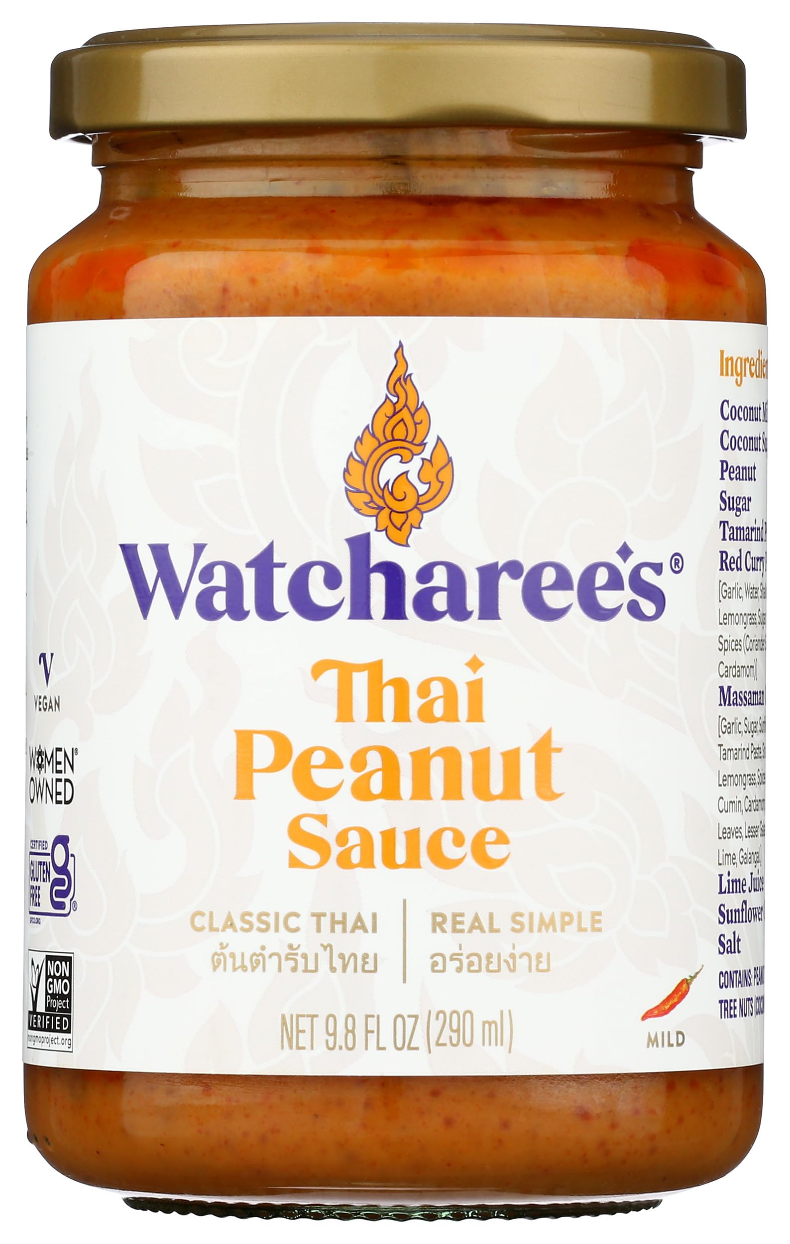 WATCHAREE'S Thai Peanut Sauce bottle front for quick weeknight meals