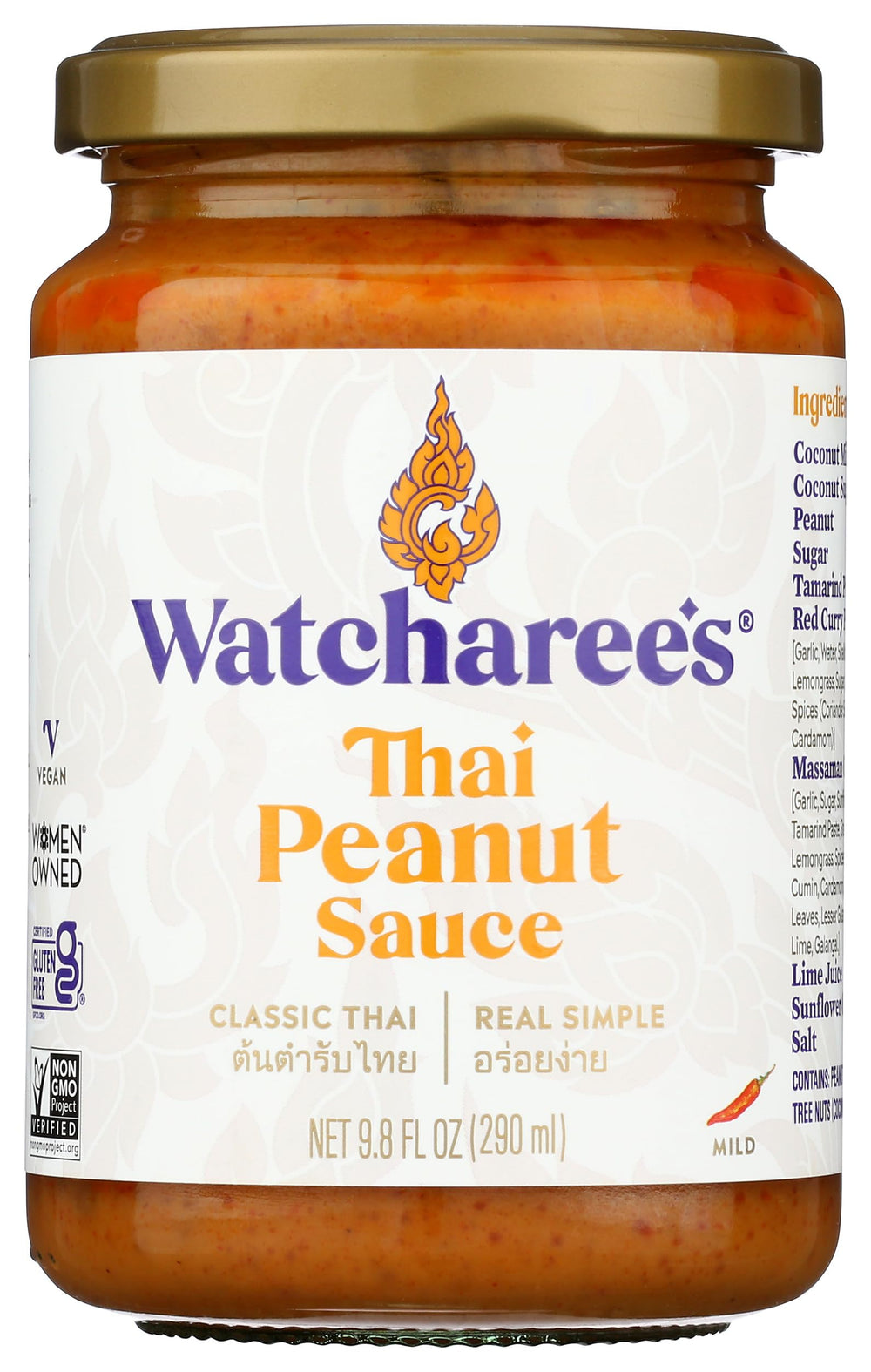 WATCHAREE'S Thai Peanut Sauce bottle front for quick weeknight meals
