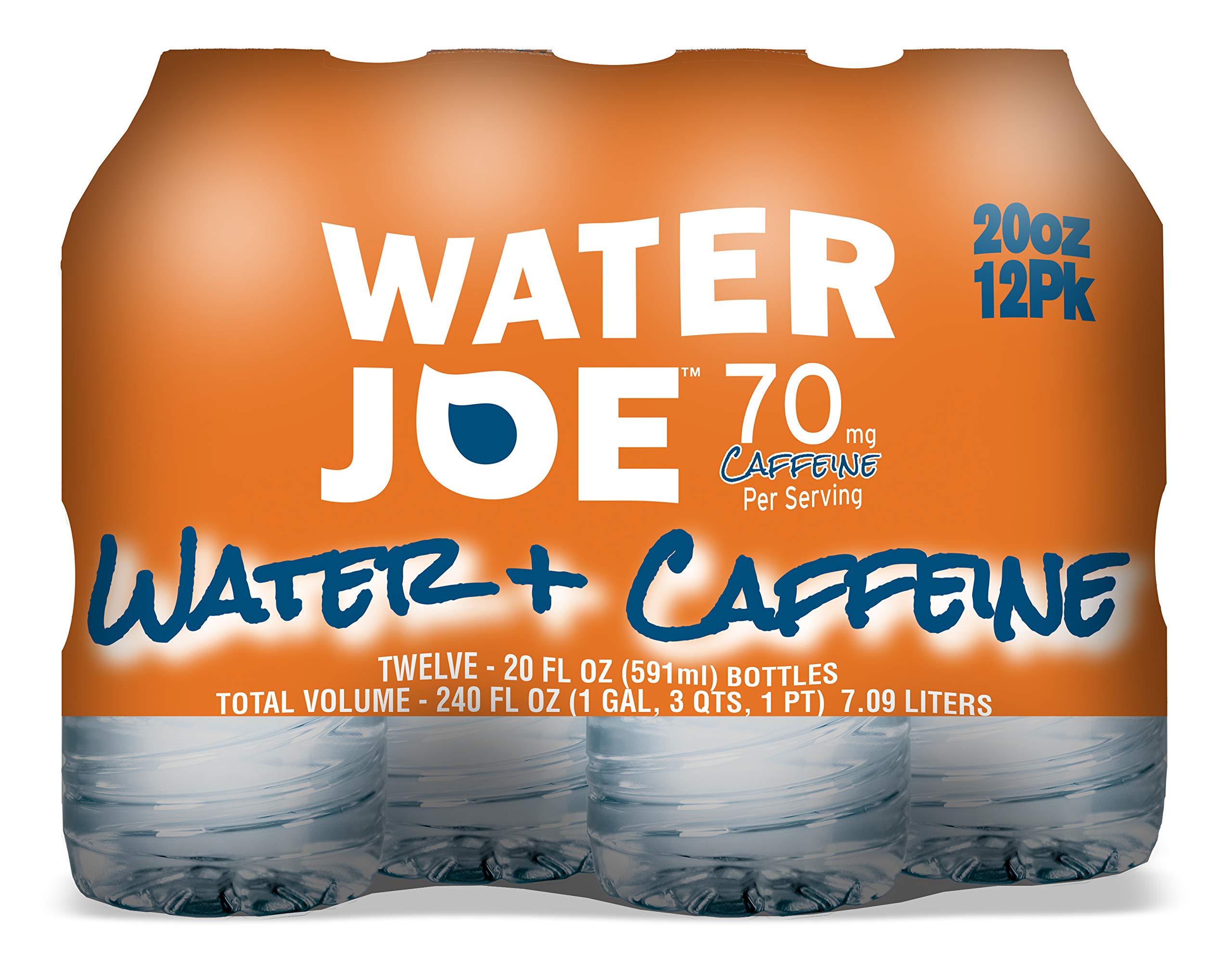 Water Joe caffeinated water bottle label showing caffeine content and zero sugar