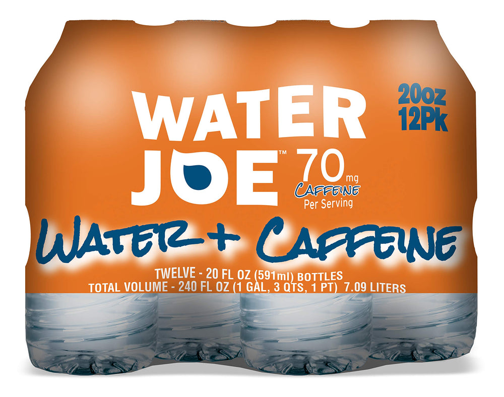 Water Joe caffeinated water bottle label showing caffeine content and zero sugar