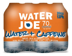 Water Joe caffeinated water bottle label showing caffeine content and zero sugar