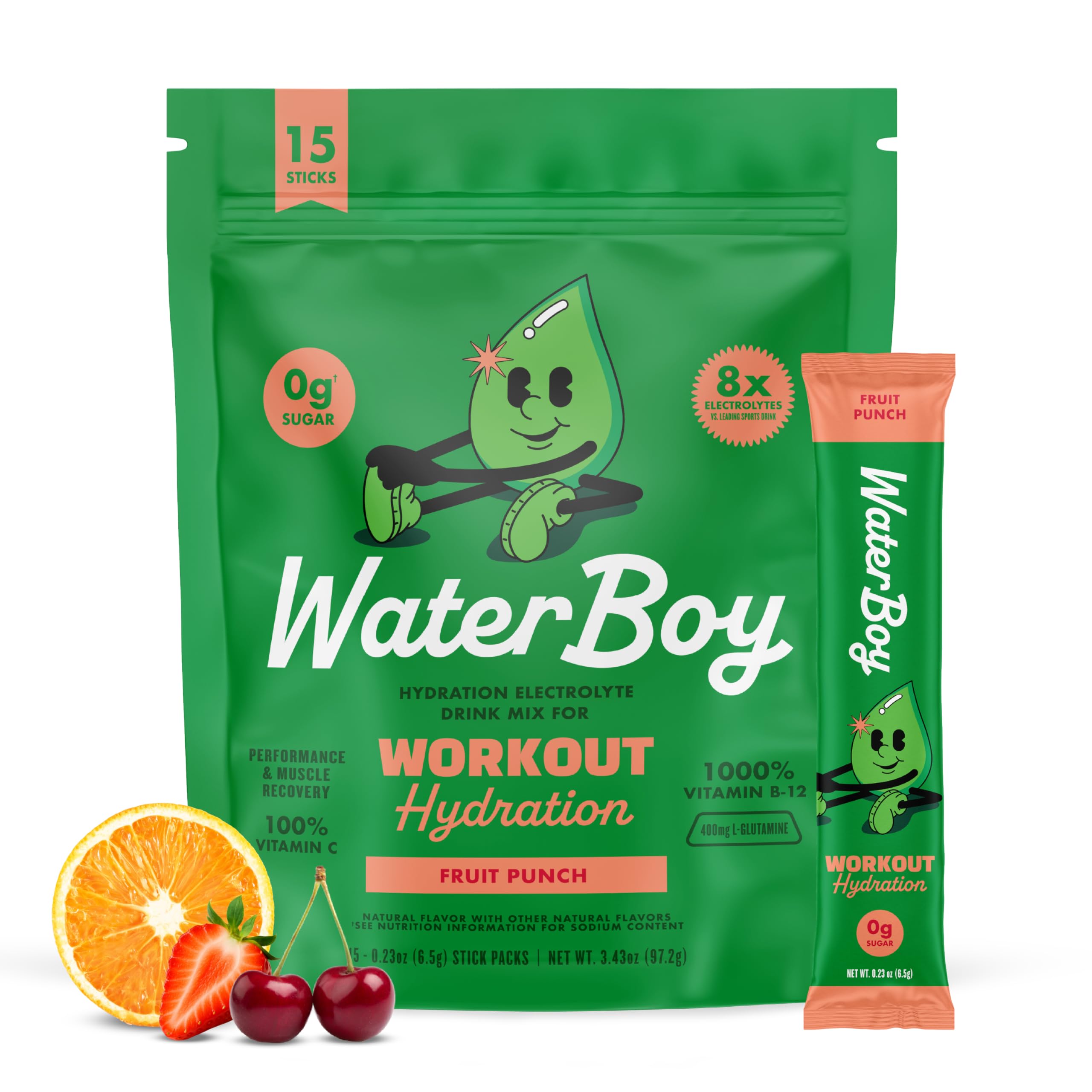 Waterboy Workout Hydration box pack shown for on-the-go electrolytes during workouts.