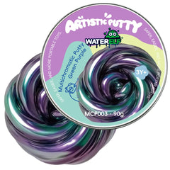 WaterELF Galaxy Putty green purple tin for creative play and stress relief.