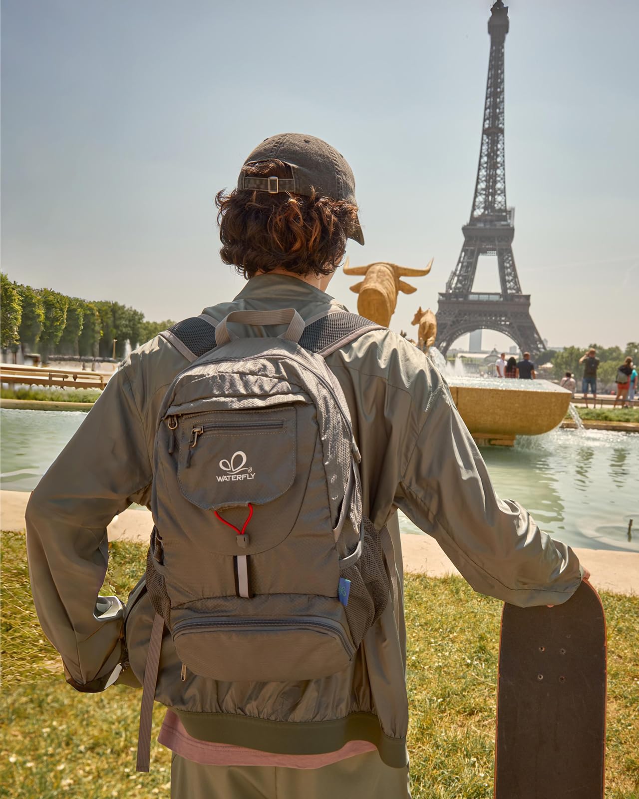 WATERFLY 20L backpack at airport, airline-friendly size