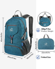 WATERFLY 20L foldable backpack folded compact in hand for storage