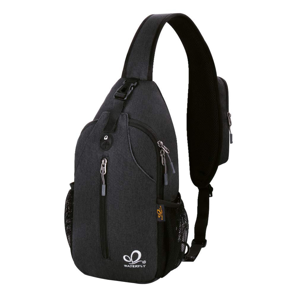 WATERFLY Crossbody Sling Backpack front view for compact travel and quick access.