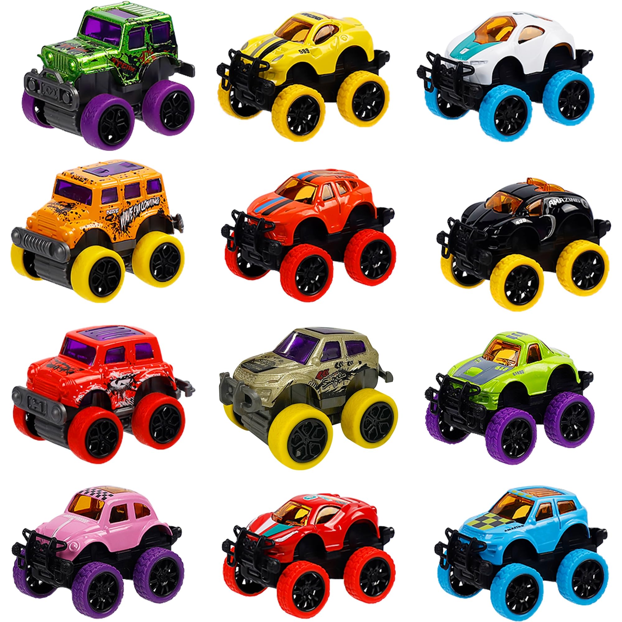 WATERGLIDE pull-back monster cars racing across the floor