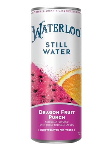 Waterloo Dragon Fruit Punch glass with ice suggesting refreshing flavor without sugar