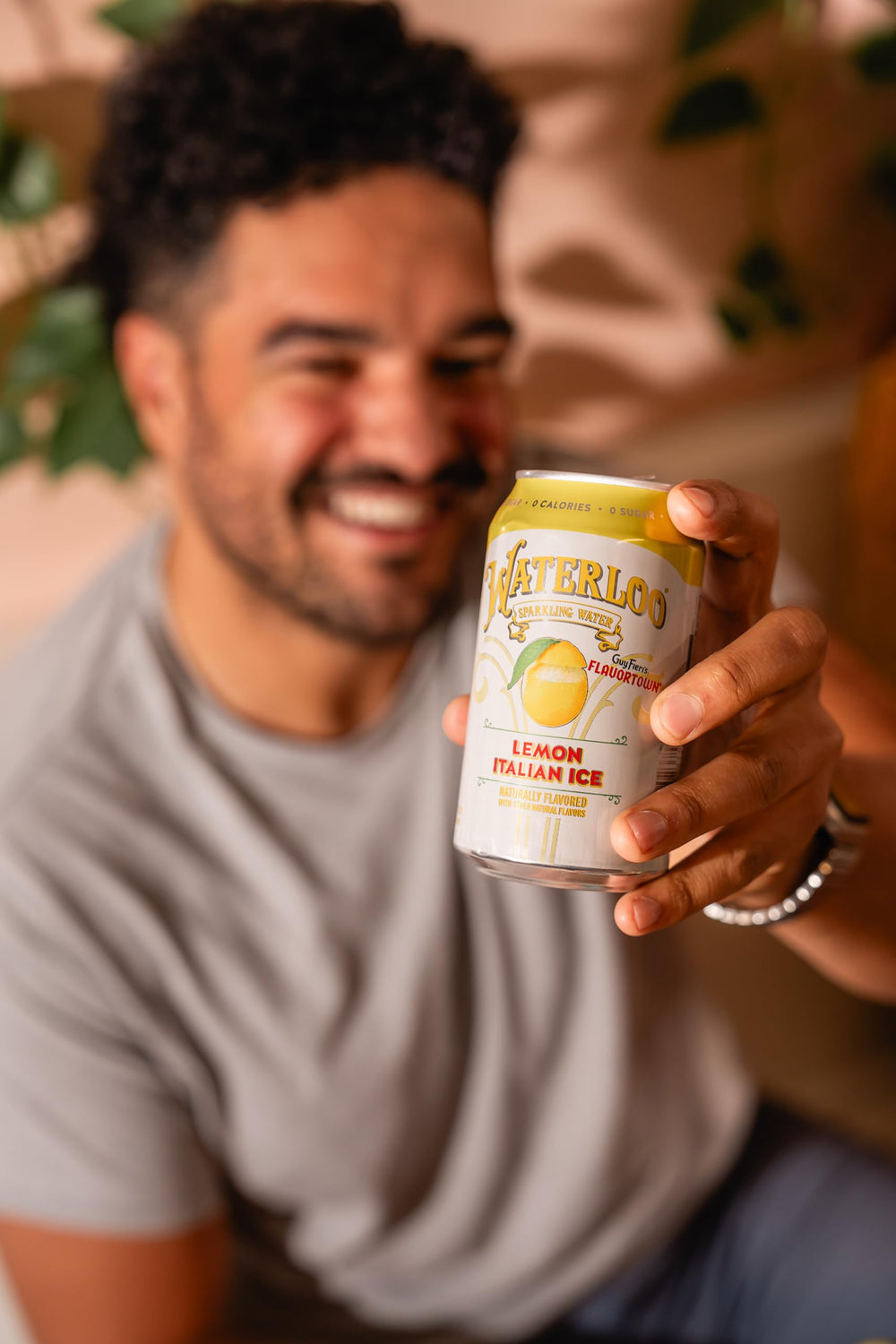 Waterloo Lemon Italian Ice label closeup highlights authentic flavor notes and brand trust.