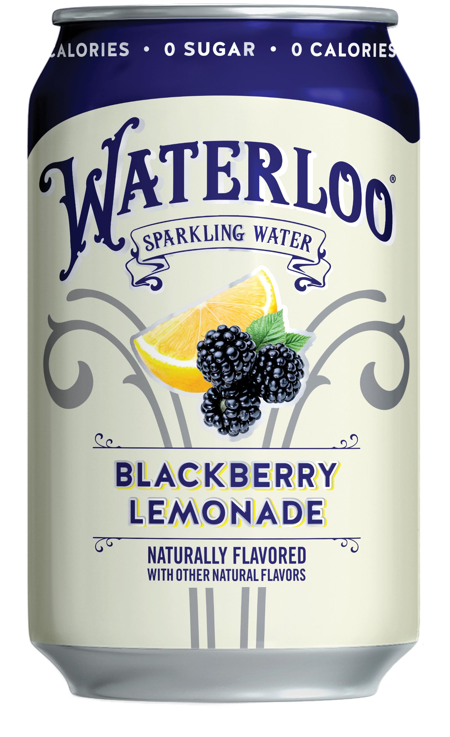 Waterloo Blackberry Lemonade closeup can reveals vibrant color for a mood-boosting refreshment