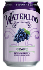 Waterloo Sparkling Water grape in a glass shows refreshing aroma