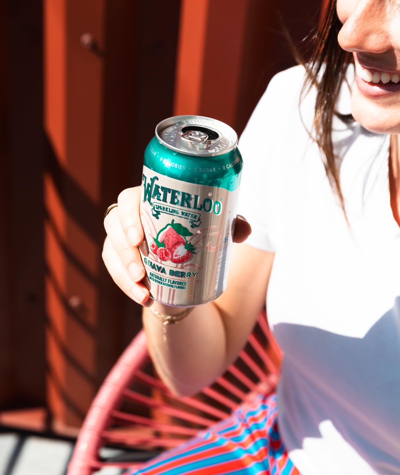 Waterloo Guava Berry label detail highlighting authentic tropical flavor notes.