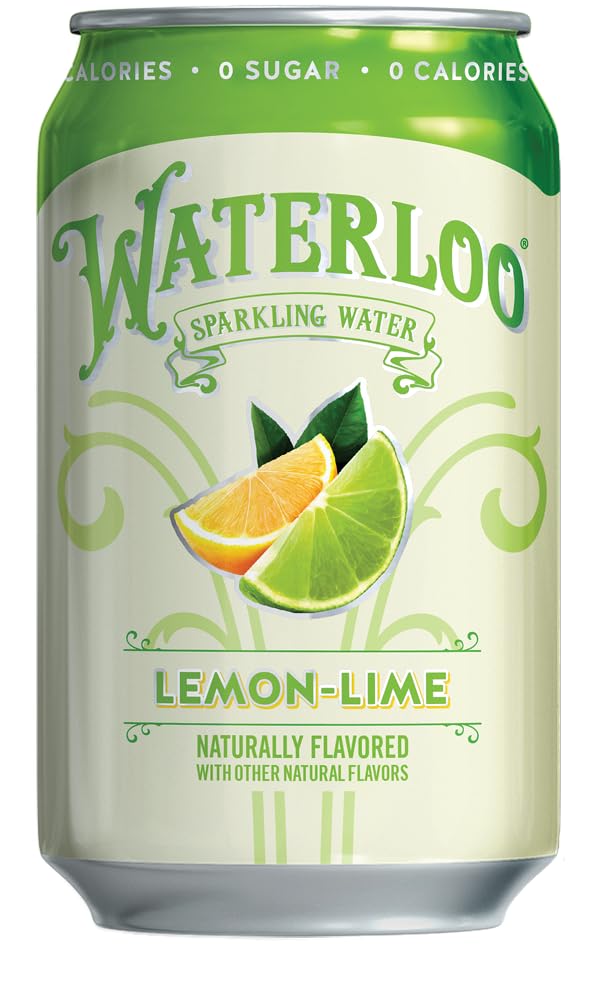 Pour of Waterloo Lemon-Lime sparkling water with crisp fizz and aroma