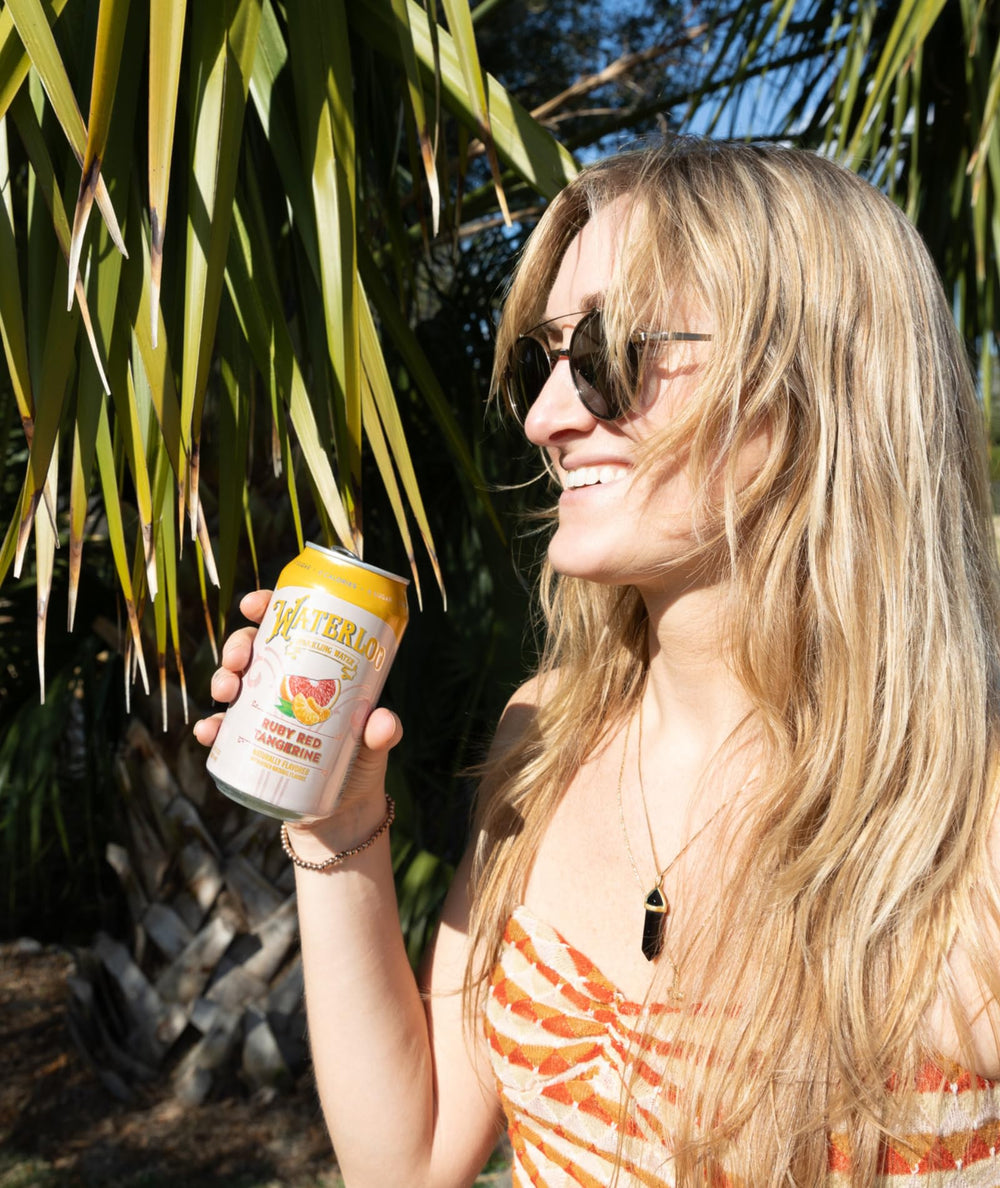 Waterloo Sparkling Water Ruby Red Tangerine can perfect for workouts and breaks