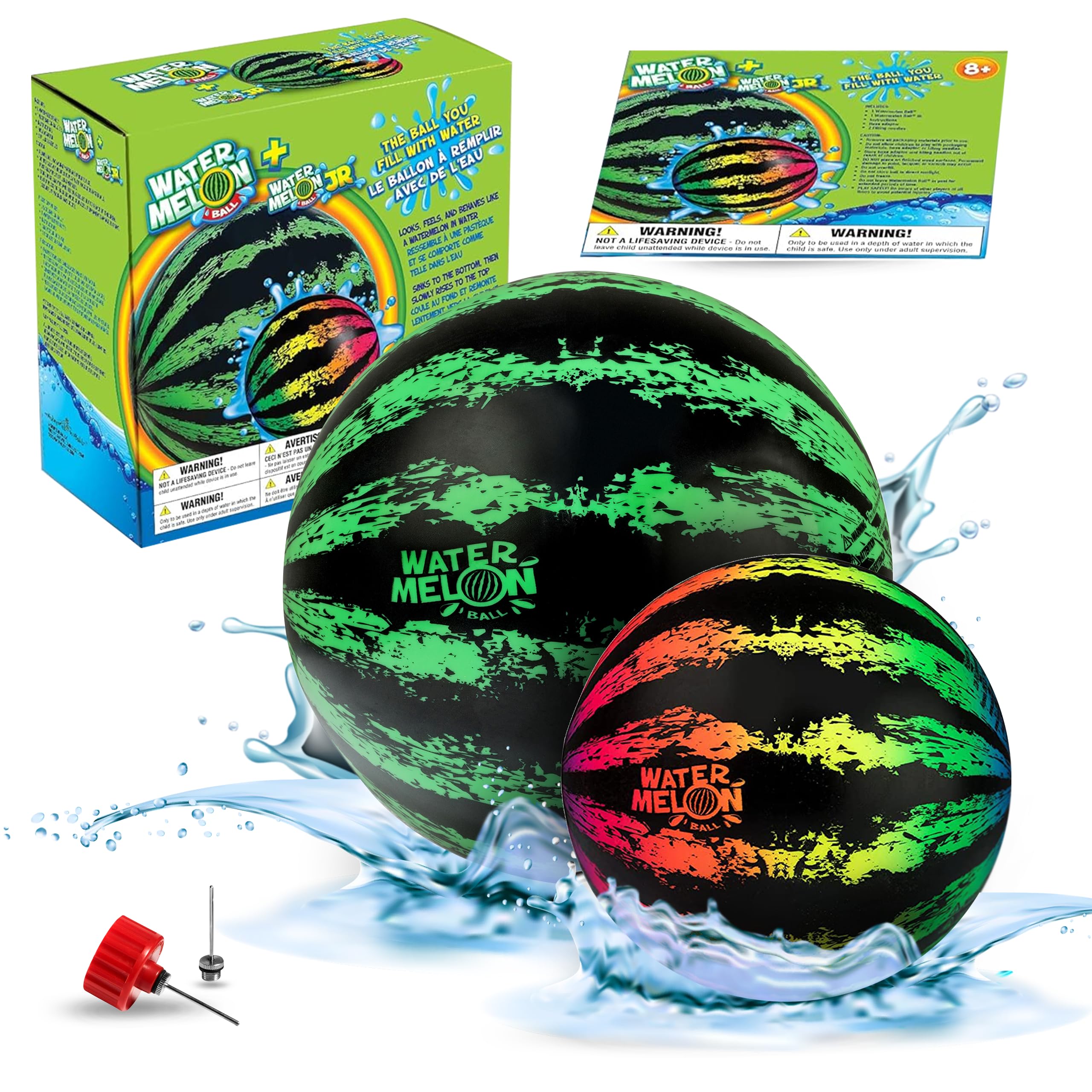 Watermelon Ball 6.5 inch inflated for quick pool play and family games.