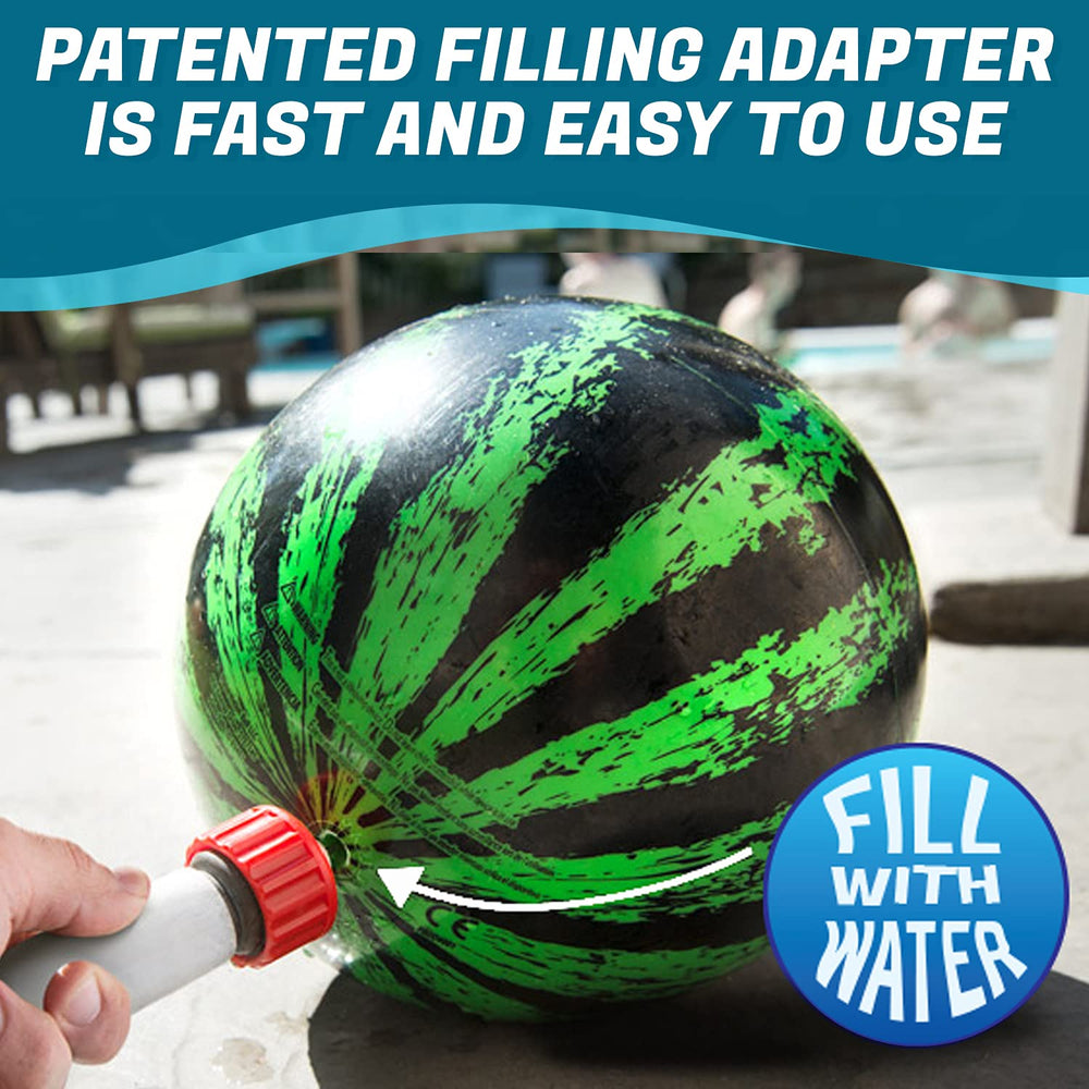 Watermelon Ball easy fill adapter attached to hose for fast setup.
