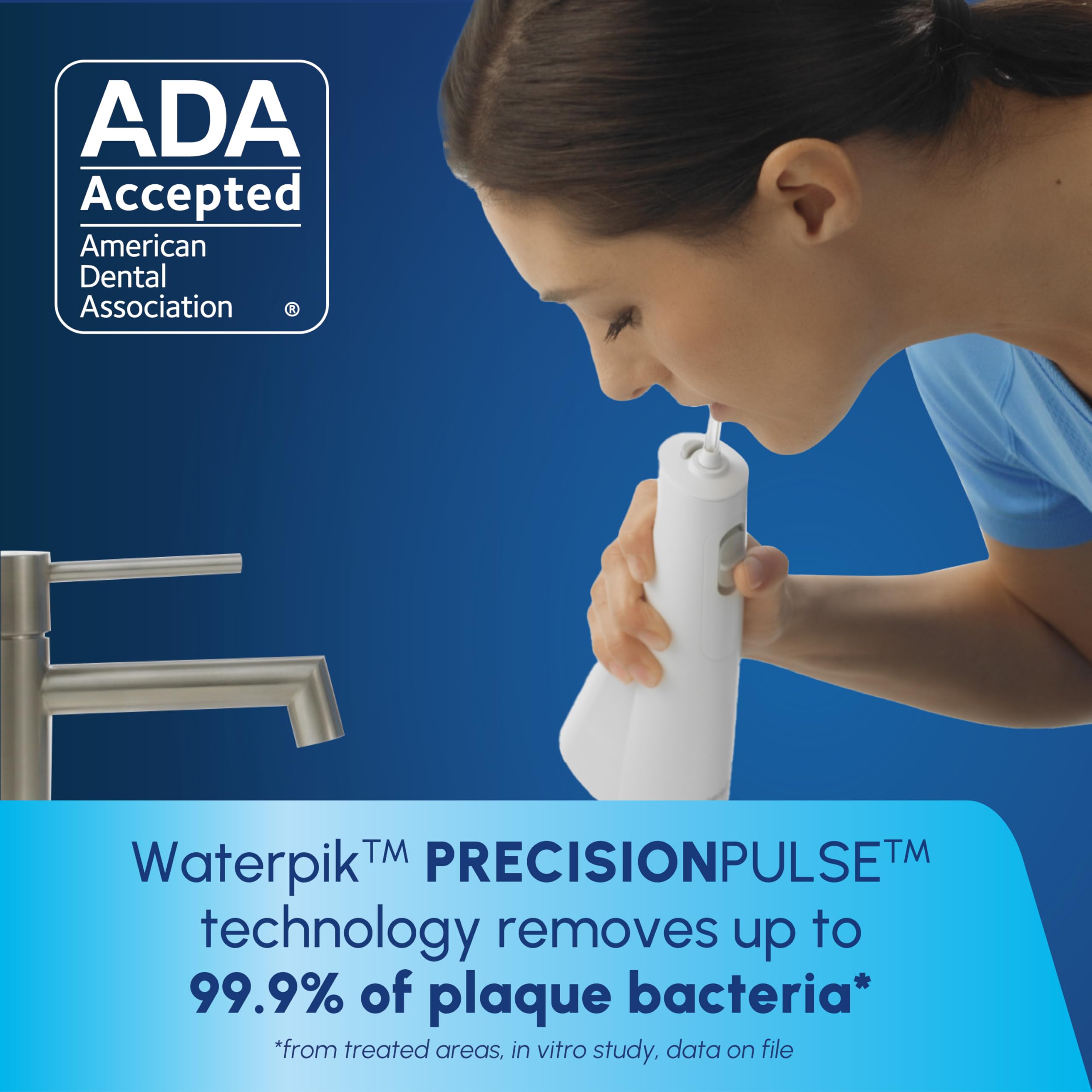 Waterpik cordless 1100 precision tip enables targeted plaque cleaning