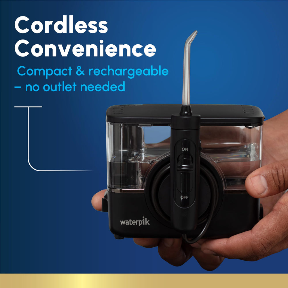 Waterpik ION Professional rechargeable battery capable of weeks between charges.