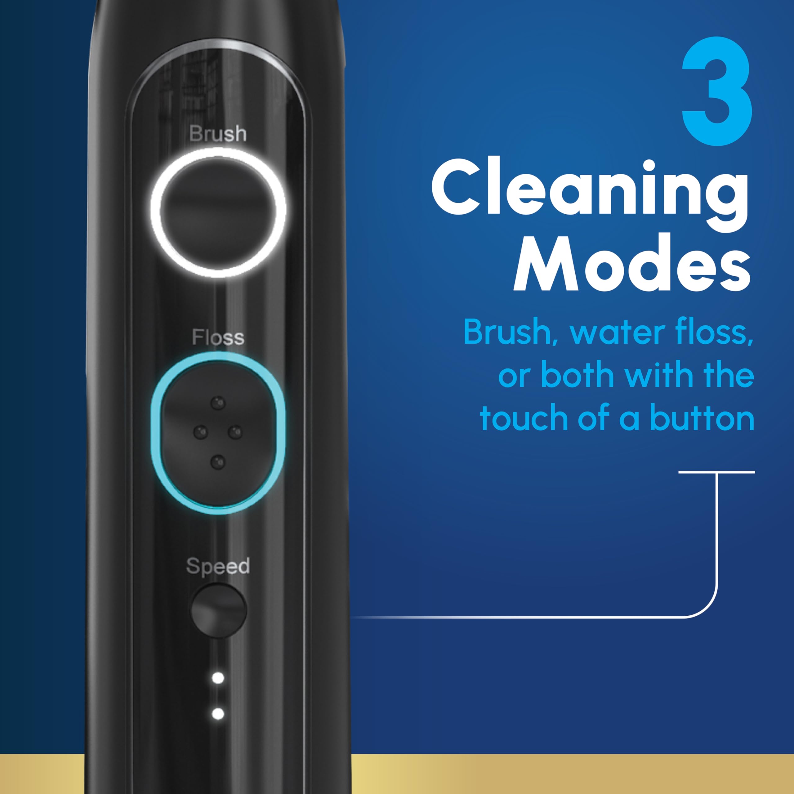 Waterpik Sonic-Fusion 2.0 provides 10 adjustable water pressure levels for customizable use.