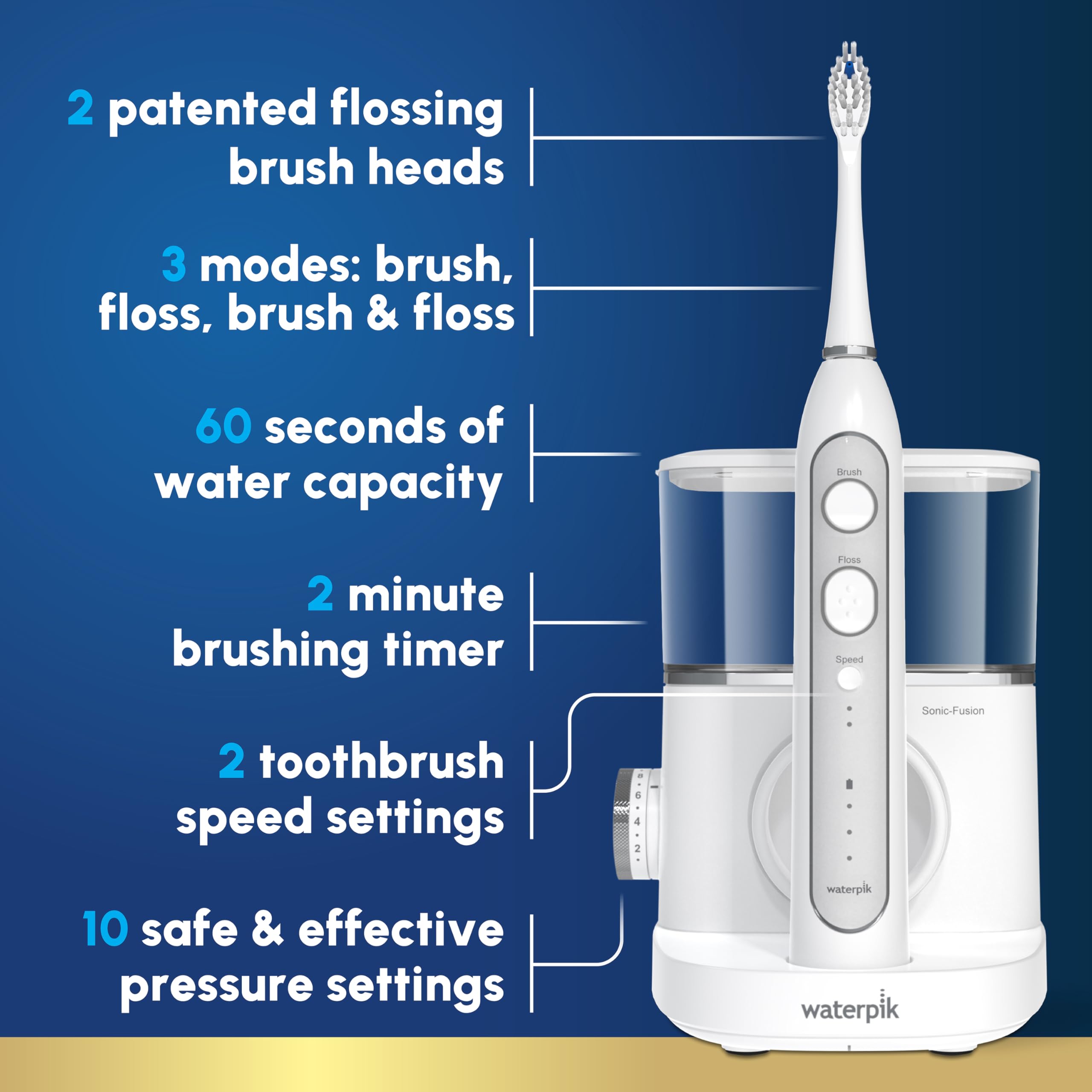 Waterpik Sonic-Fusion 2.0 compact brush head ready for precise cleaning