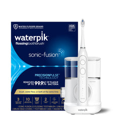 Waterpik Sonic-Fusion 2.0 handle on charging base for easy daily use