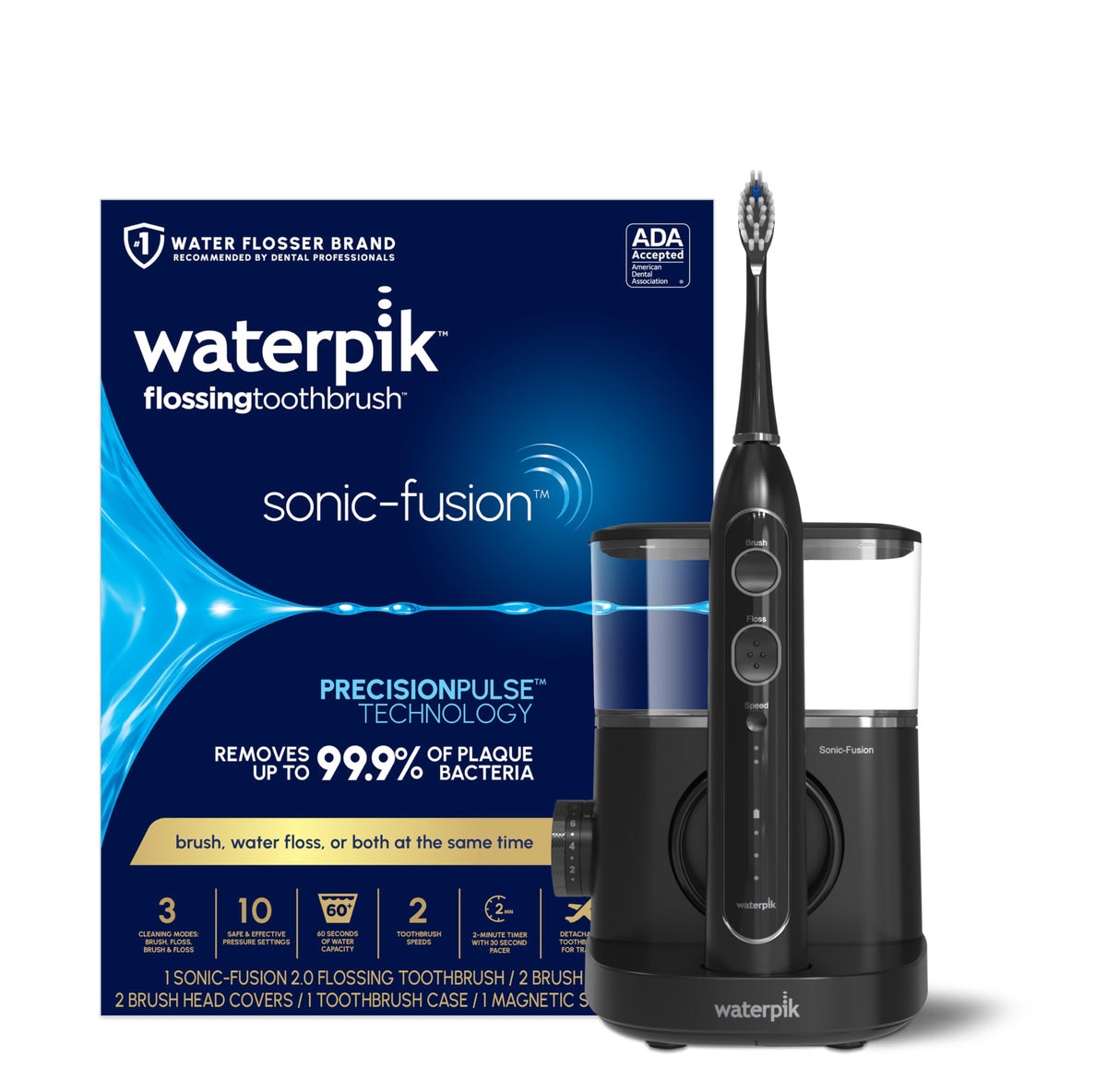 Waterpik Sonic-Fusion 2.0 Professional toothbrush and water flosser in one device for streamlined cleaning.