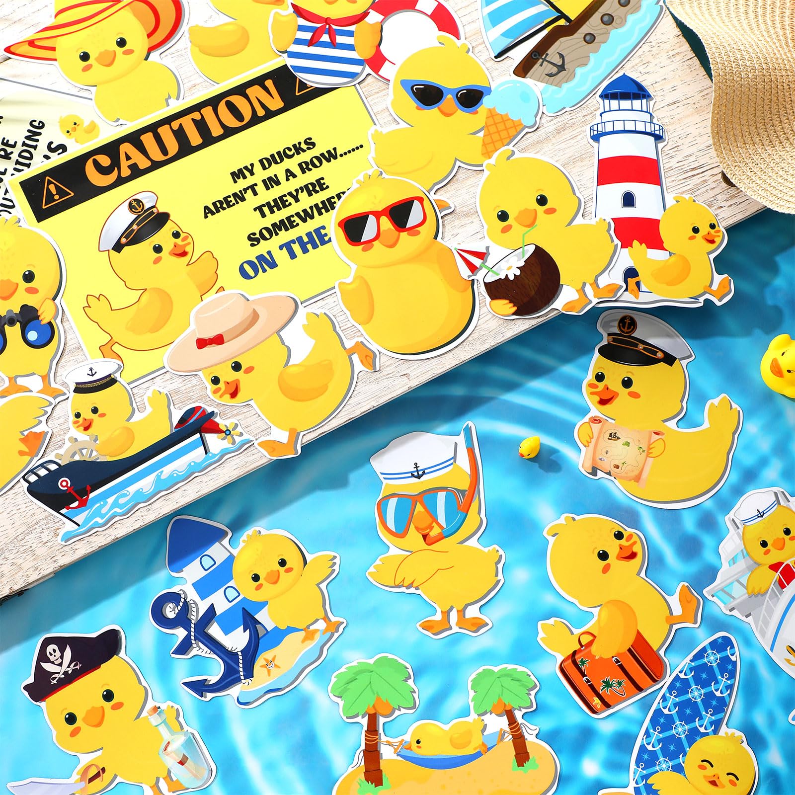 Watersay sunbathing-duck door magnet suits beach and cruise party themes.