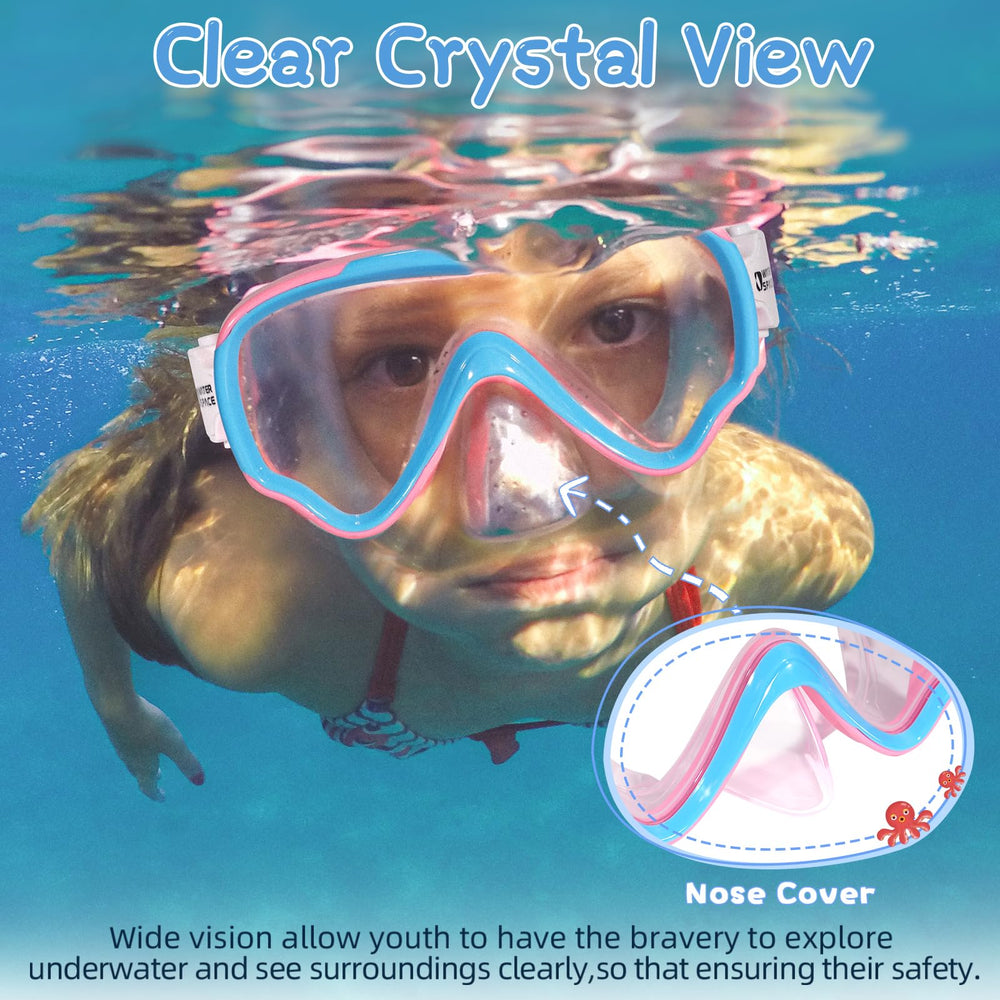 Water Space kids goggles in-use underwater conveying clear visibility and leak-free swimming.