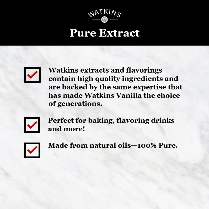 Watkins almond extract glass-dispense setup for smooth pours.