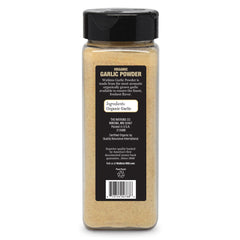 Watkins Organic Garlic Powder label closeup highlighting organic certification for confident cooking.