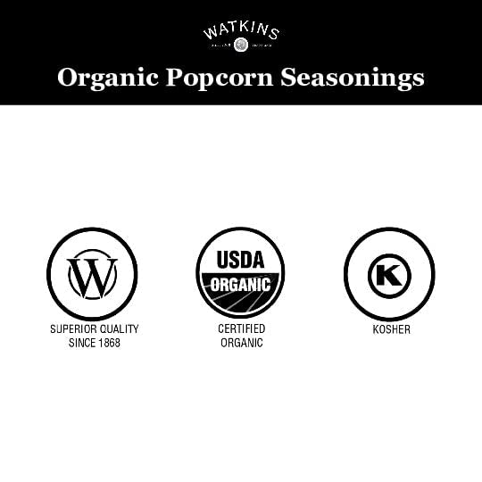 Watkins seasoning spoon dusting popcorn for quick, tasty snack enhancement.