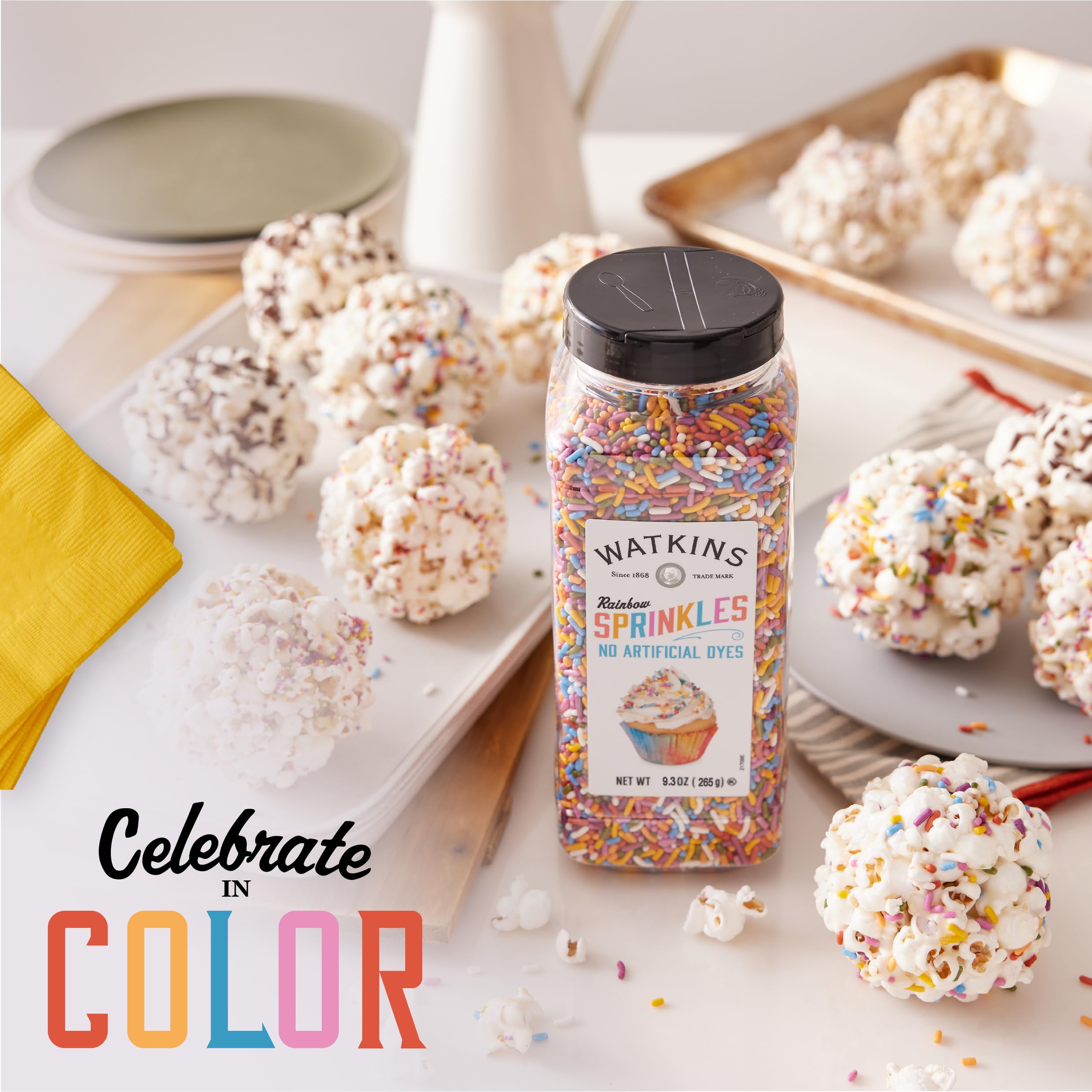 Watkins Rainbow Sprinkles packaged in the USA ensure freshness