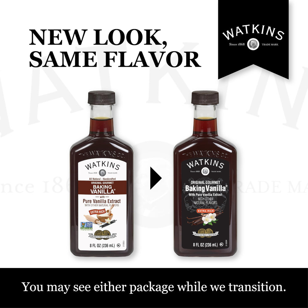 Watkins USA-crafted vanilla extract on a pantry shelf.