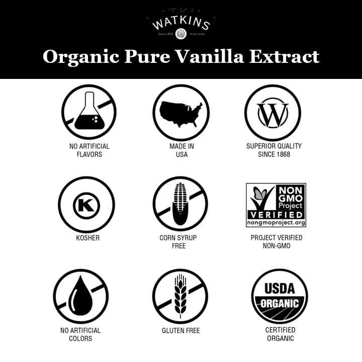 Watkins Vanilla gluten-free formula fits gluten-free baking and dairy-free recipes.