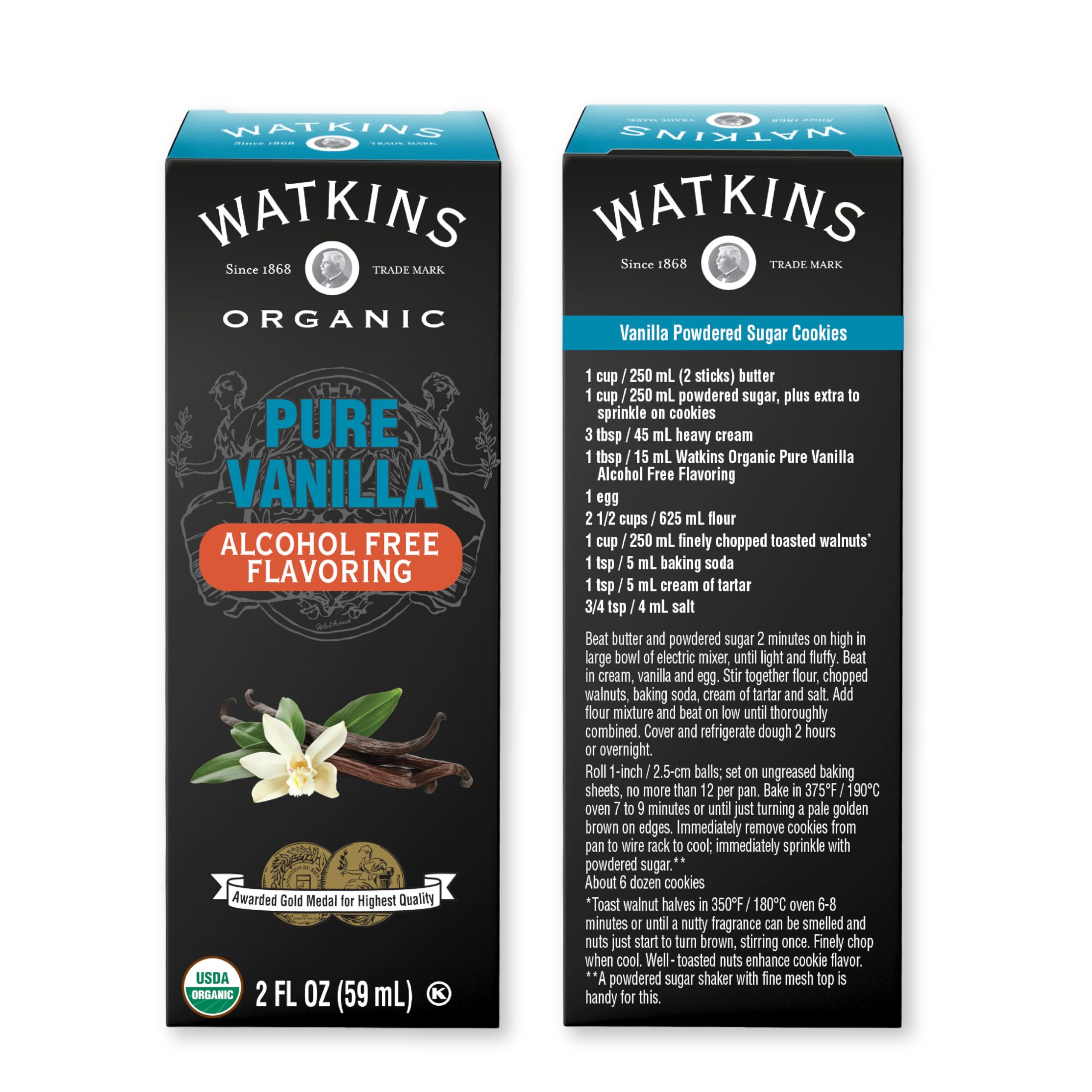Watkins Vanilla Kosher-certified label signals trusted quality for family baking.