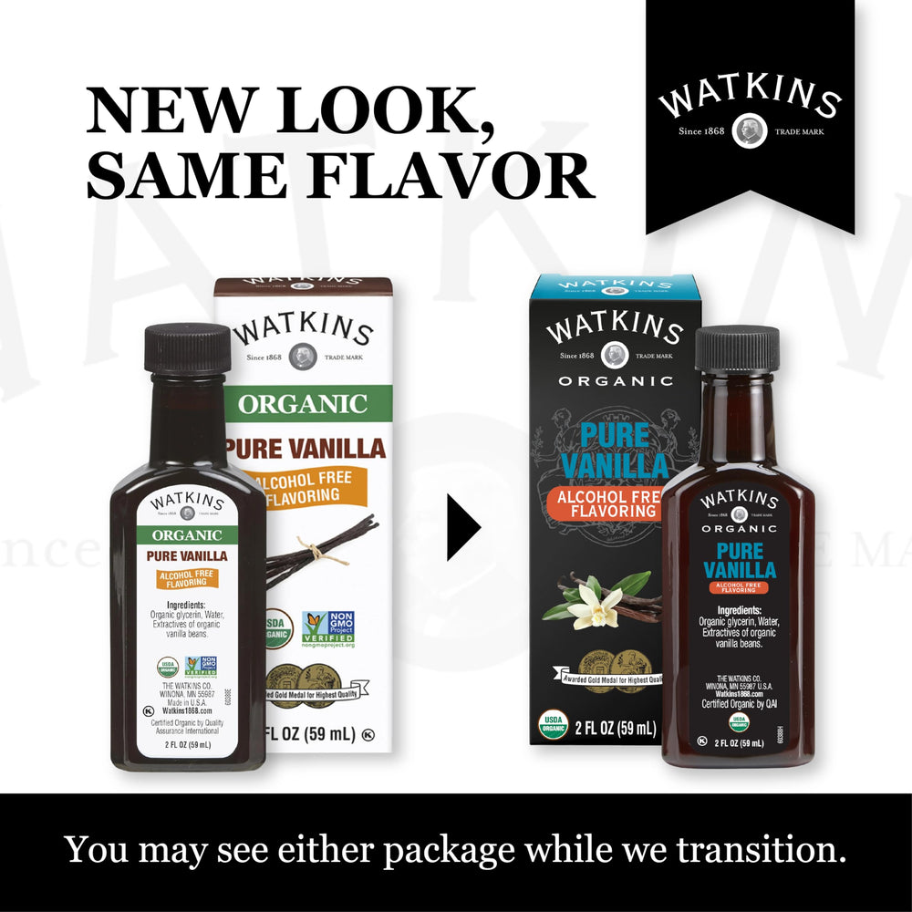 Watkins Vanilla Non-GMO verified formula preserves authentic vanilla taste.