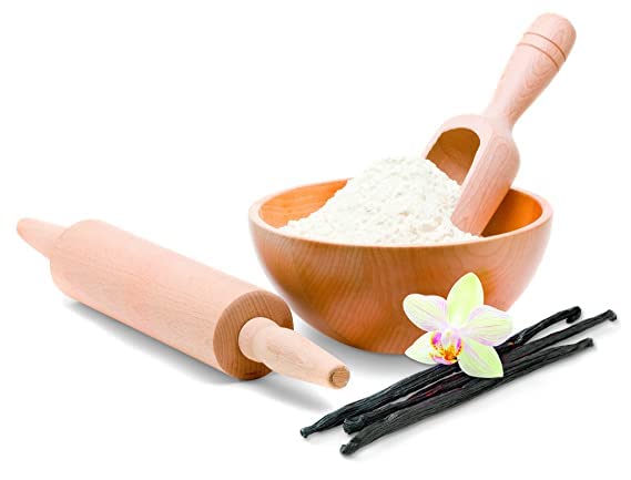 Watkins Organic Vanilla Powder bottle on kitchen shelf