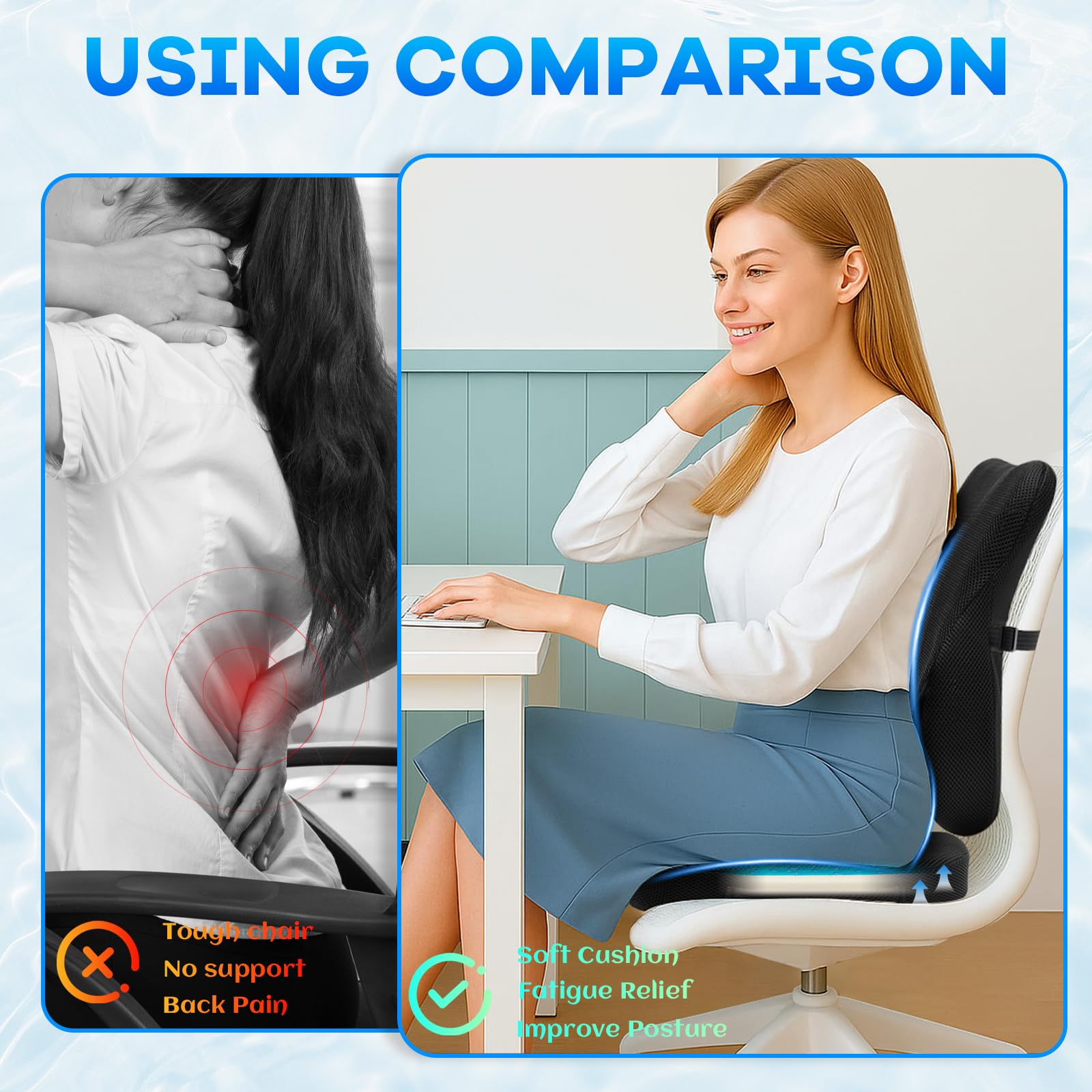 Watshyon Lumbar Pillow Adjustable Straps secure a snug fit across chairs.