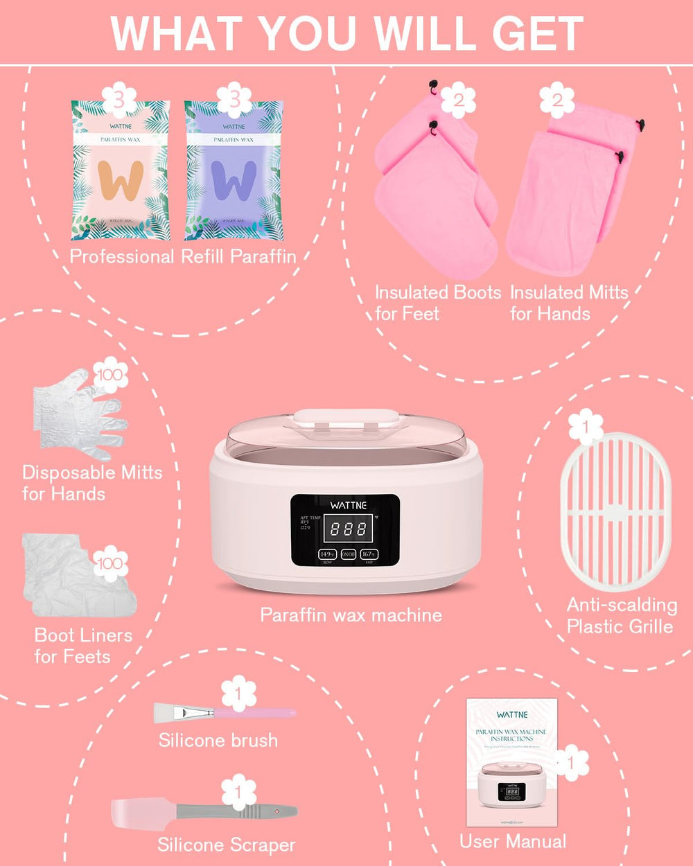 Wattne paraffin wax machine with adjustable temperature control