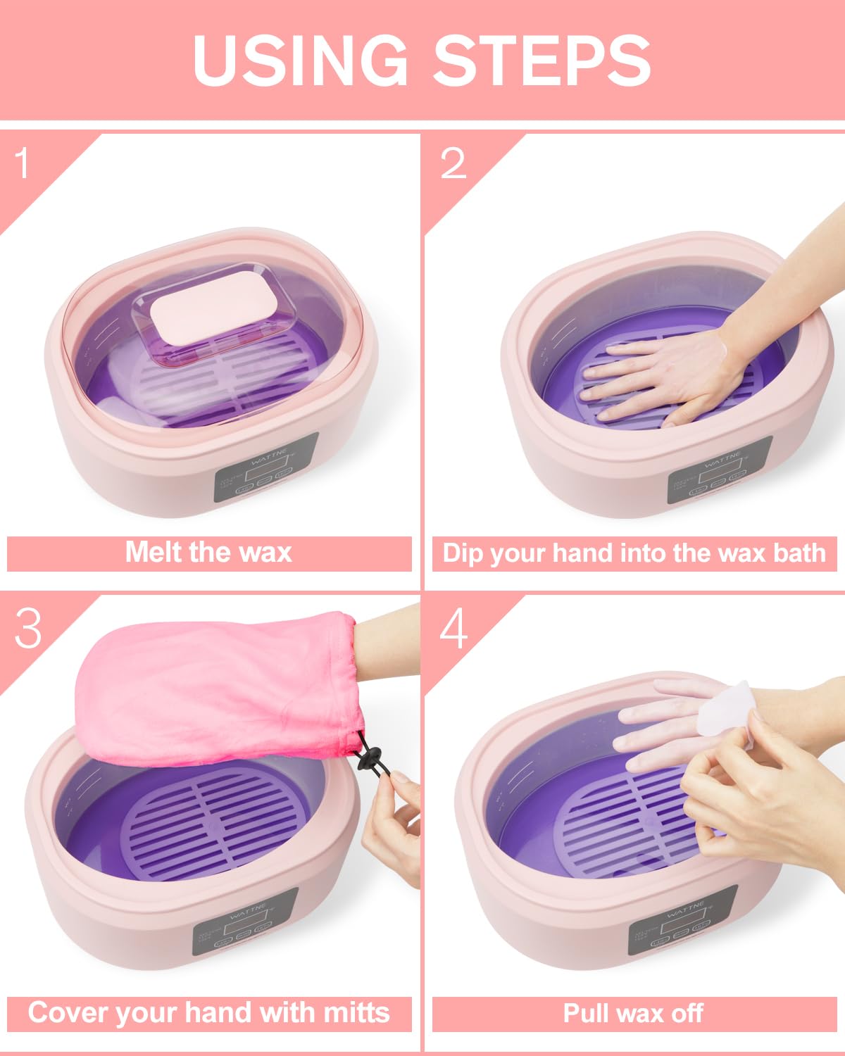 Wattne paraffin wax machine melts wax quickly for smooth skin
