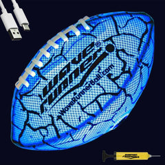 Wave Runner LED Football blue glow enhances night visibility for safer evening games.