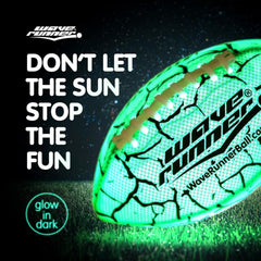 Wave Runner LED Football waterproof rubber withstands rain and splashes during outdoor play.