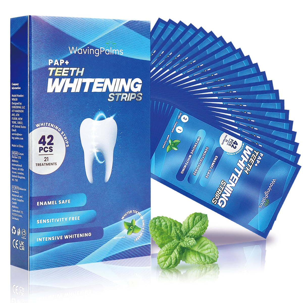 Waving Palms Professional Whitening Strips for sensitive teeth with gentle whitening for comfort