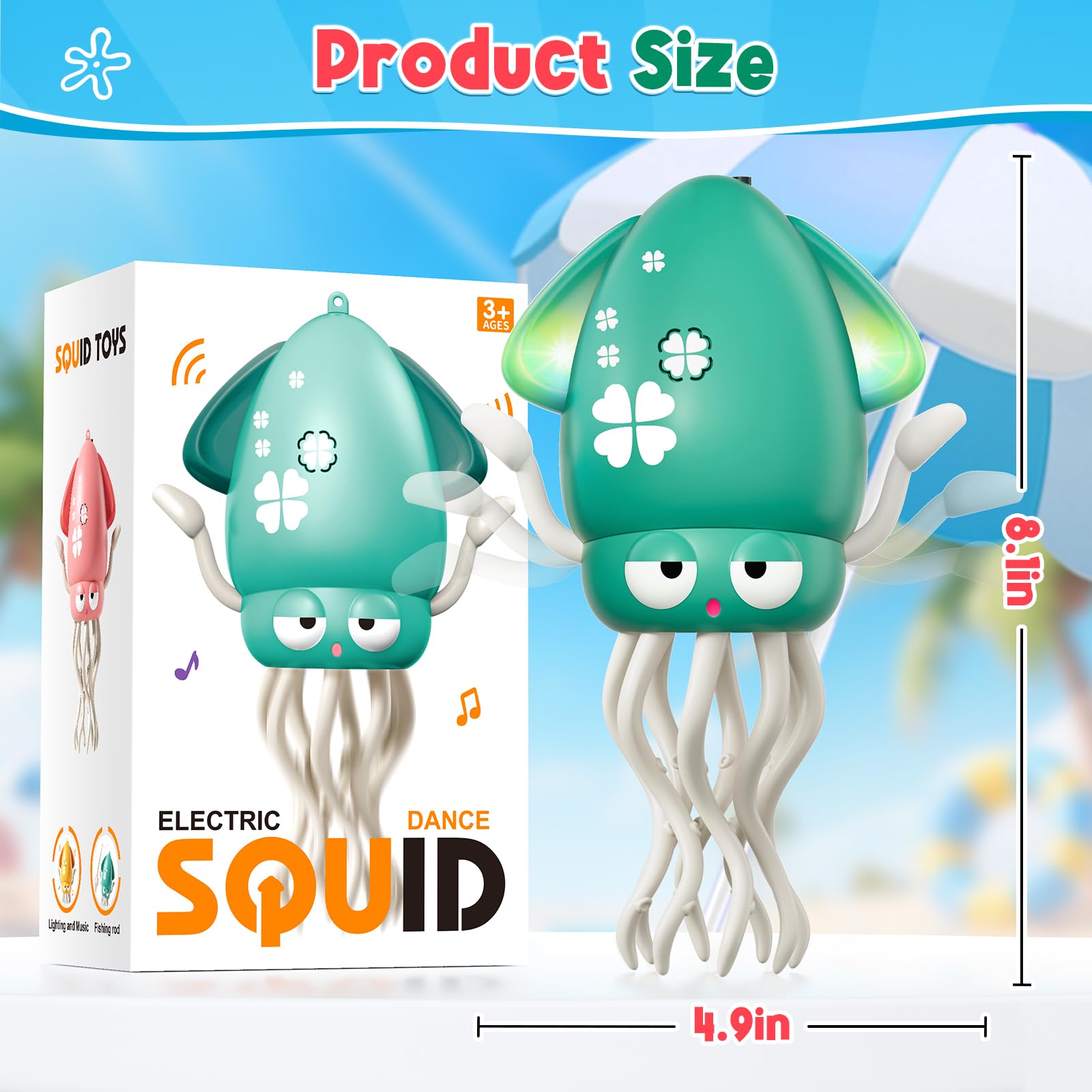 WAVISA Dancing Squid toy lights and music engage toddlers during tummy time.