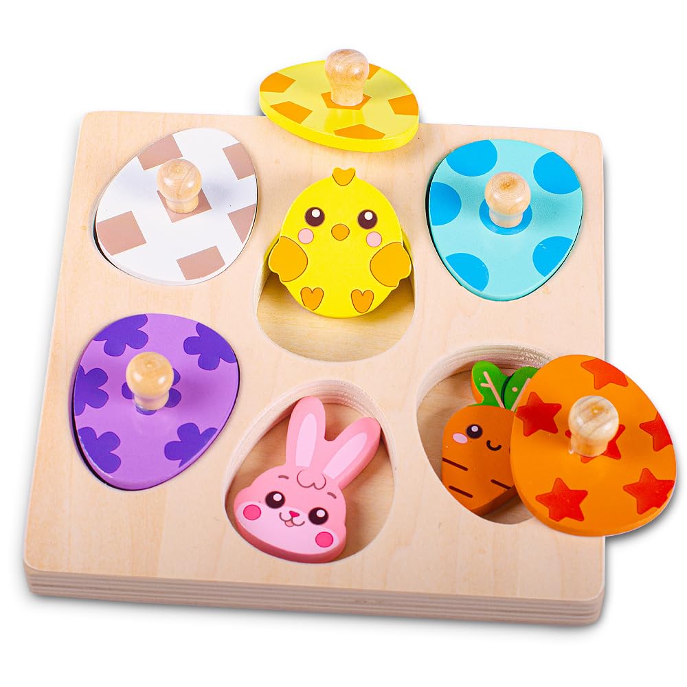 Waybla Easter Puzzle Bunny piece with bright colors supporting fine motor skills